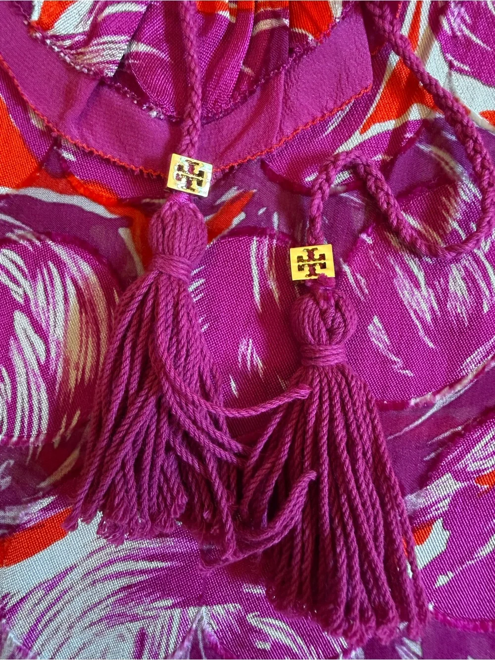 Tory Burch Gwenna Wild Orchid Silk Tunic Top Size 12